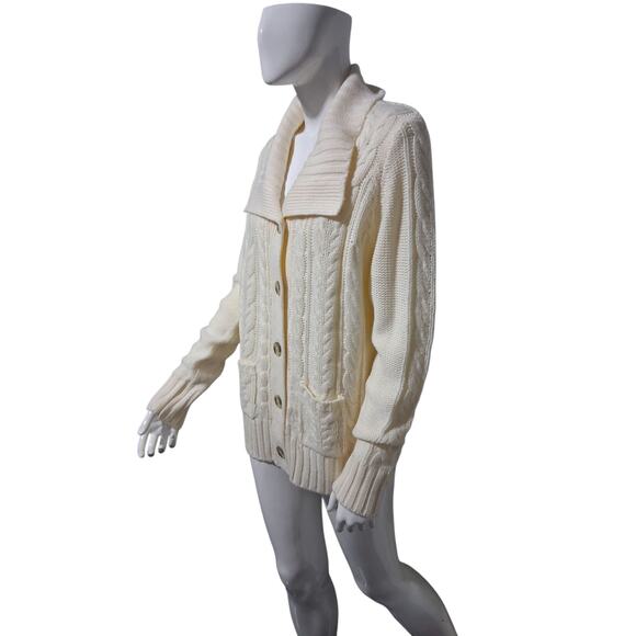 St John's Bay Chunky Womens size Medium Cable Knit Grandpa Fisherman Sweater - Picture 3 of 13